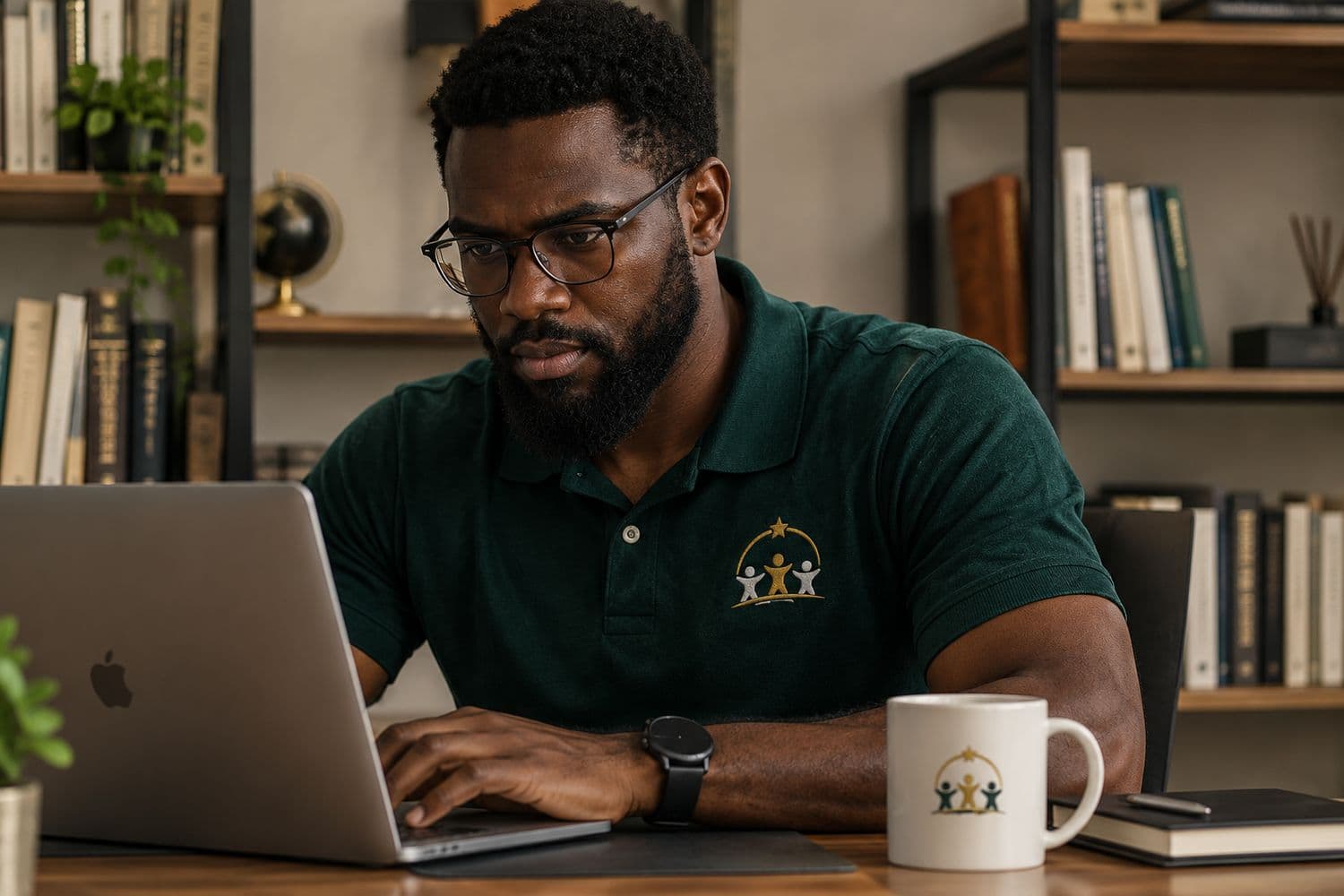 man working at a laptop