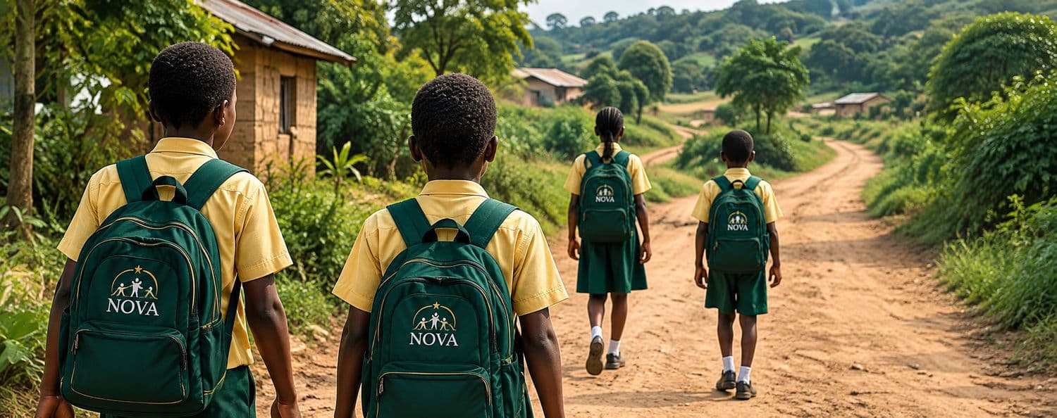 children on a school road